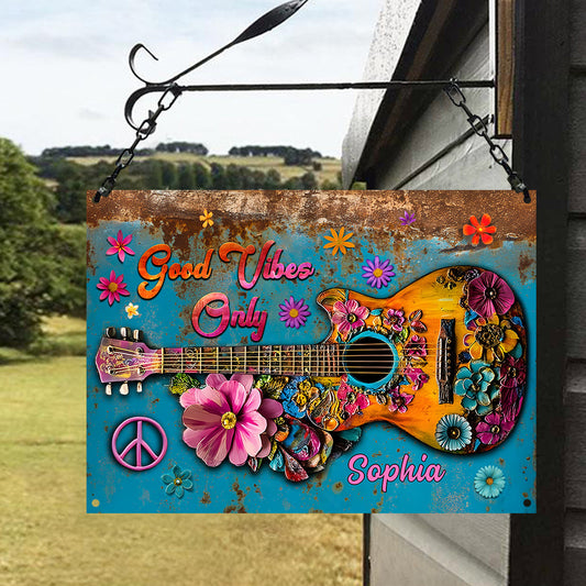 Good Vibes Only - Personalized Hippie Rectangle Metal Sign