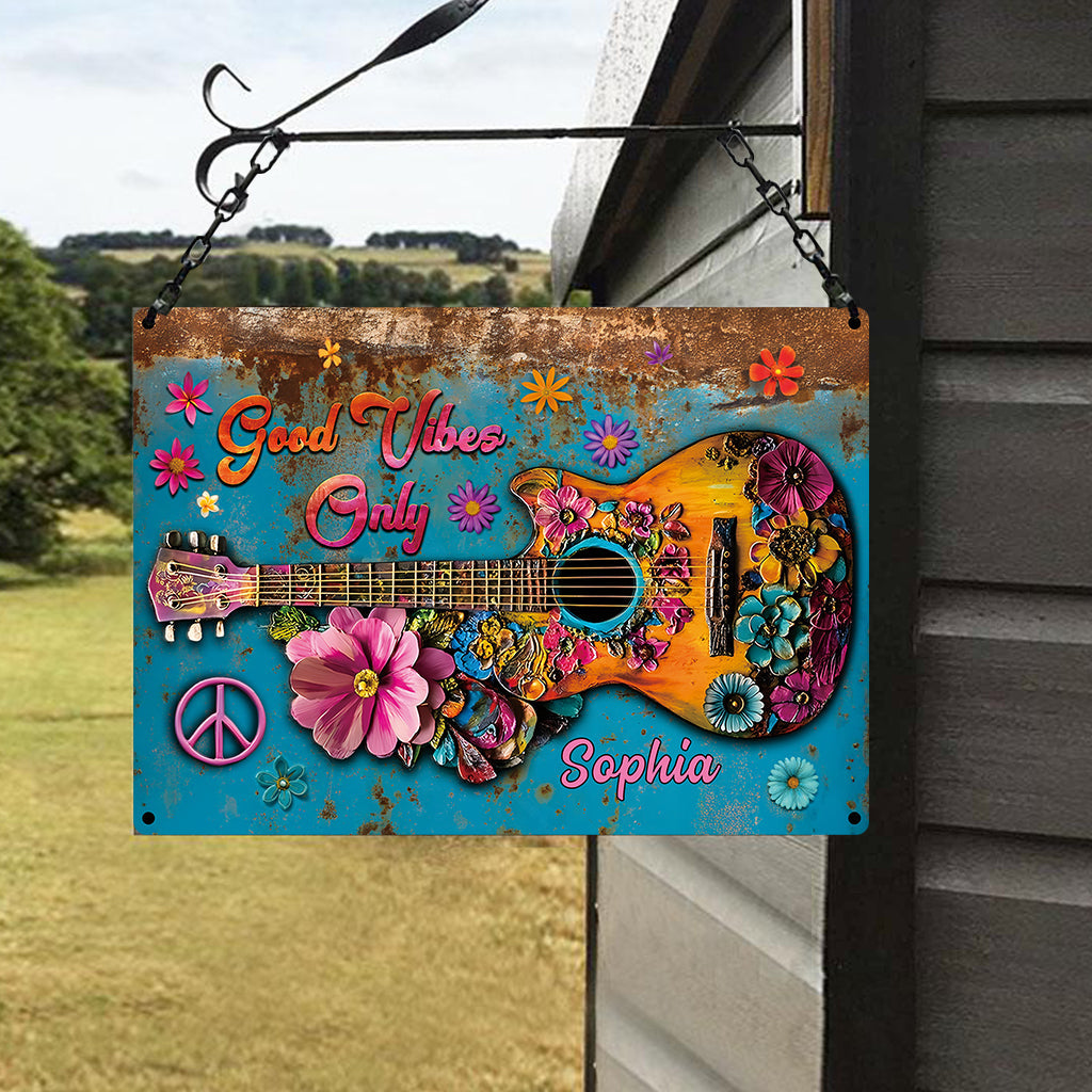 Good Vibes Only - Personalized Hippie Rectangle Metal Sign