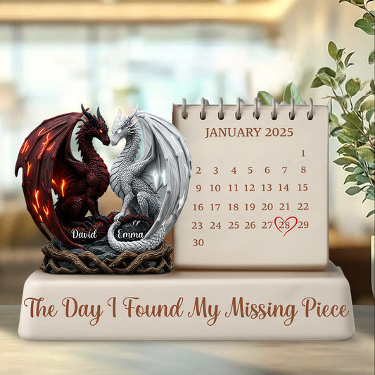 The Day I Found My Missing Piece - Personalized Couple Custom Shaped Acrylic Plaque