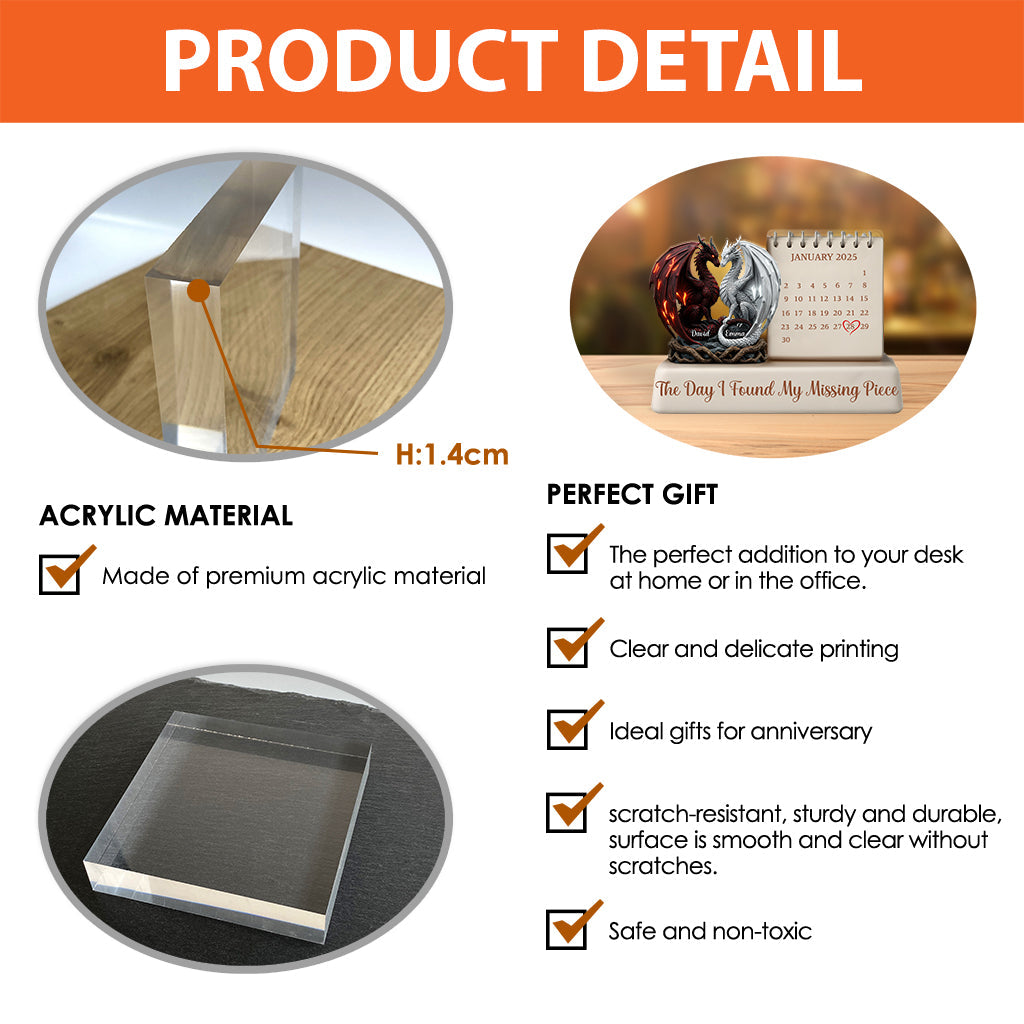 The Day I Found My Missing Piece - Personalized Couple Custom Shaped Acrylic Plaque