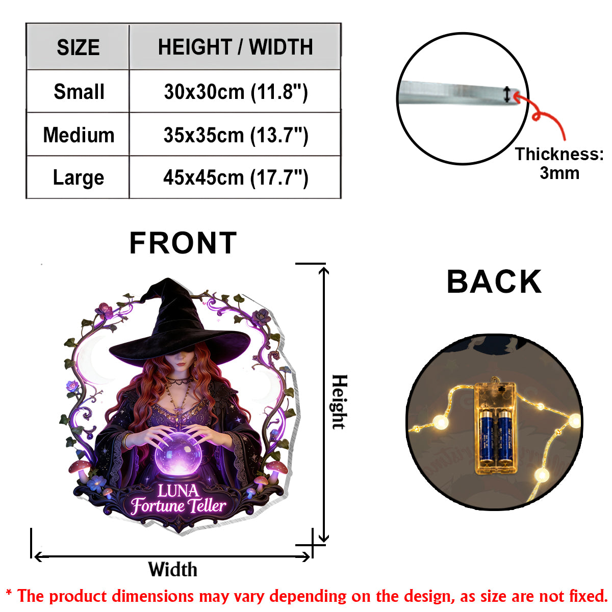 Witch's Room Decoration - Personalisierte Hexen LED Licht Acrylschild