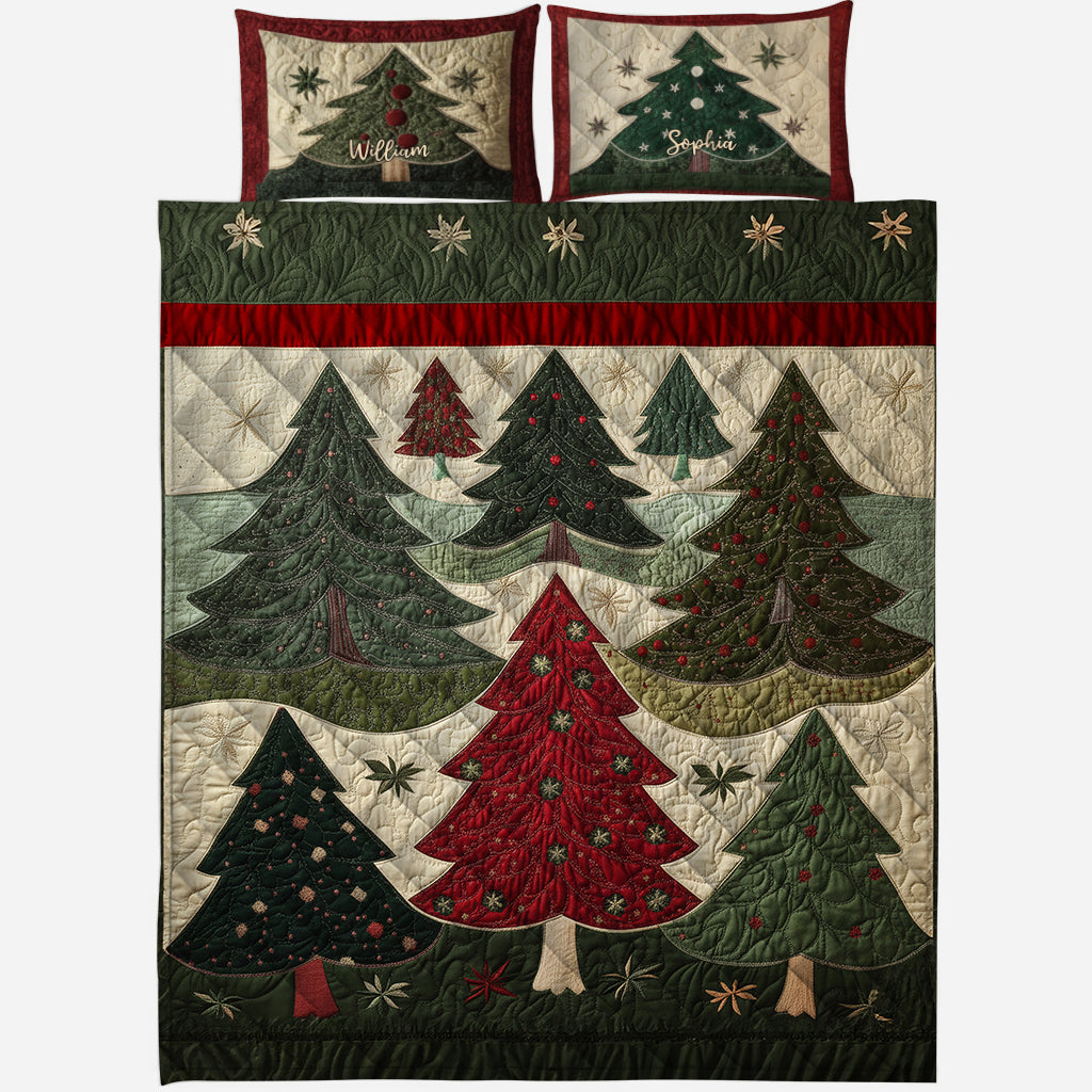 Weihnachtsbaum - Personalisiertes Weihnachtsquilt-Set