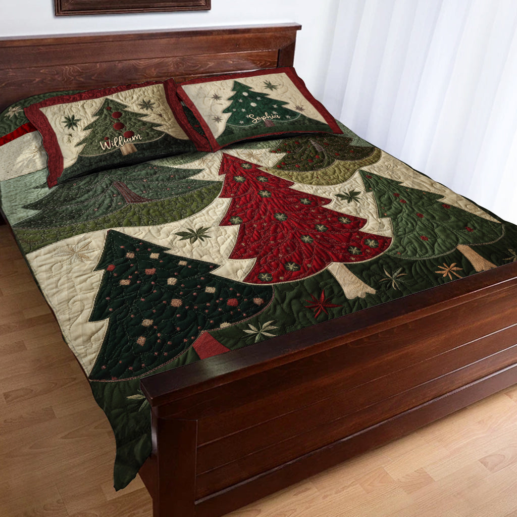 Weihnachtsbaum - Personalisiertes Weihnachtsquilt-Set