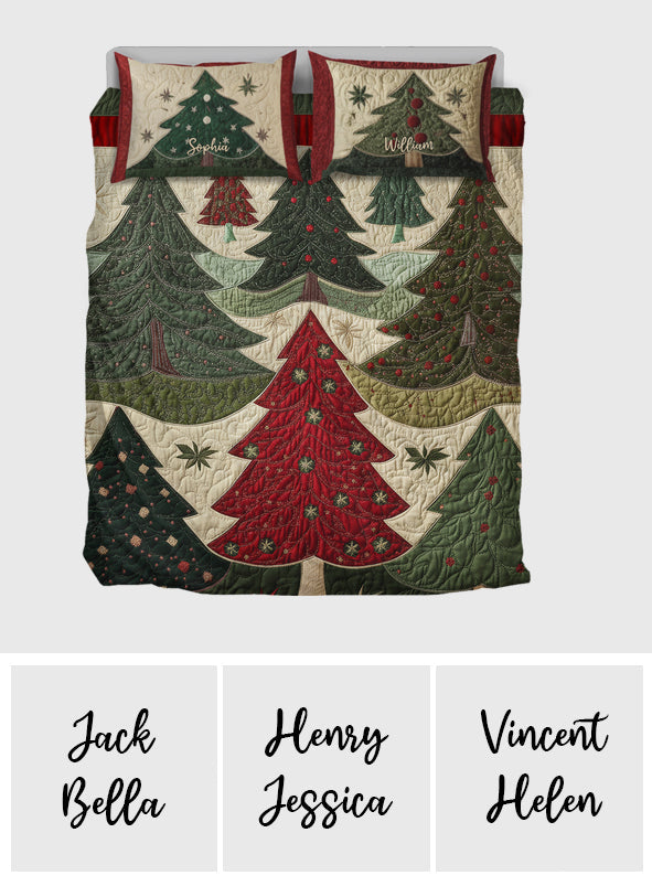 Weihnachtsbaum - Personalisiertes Weihnachtsquilt-Set