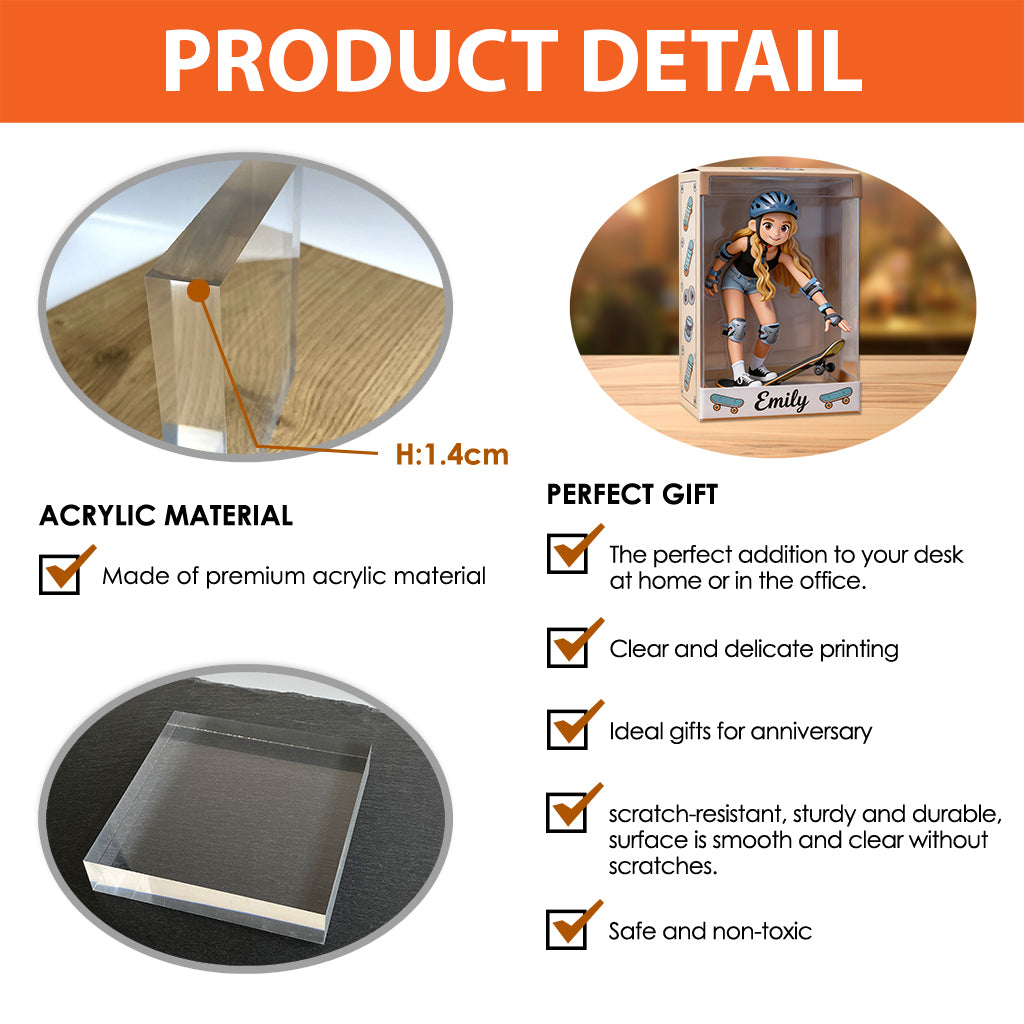 Any Photo - Personalized Skateboarding Custom Shaped Acrylic Plaque