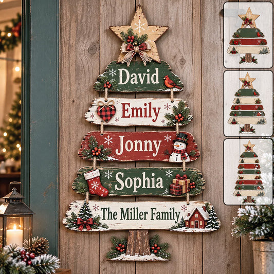 Christmas Tree Pallets Family Name Sign - Personalized Family Pallet Wood Sign