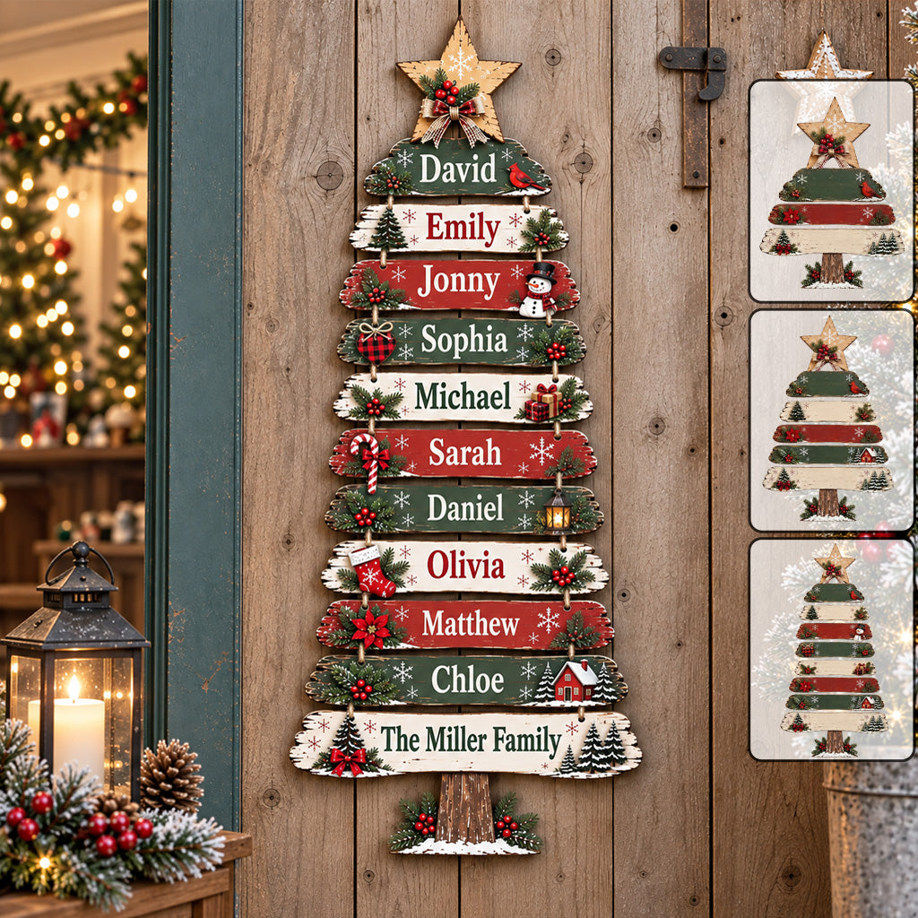 Christmas Tree Pallets Family Name Sign - Personalized Family Pallet Wood Sign