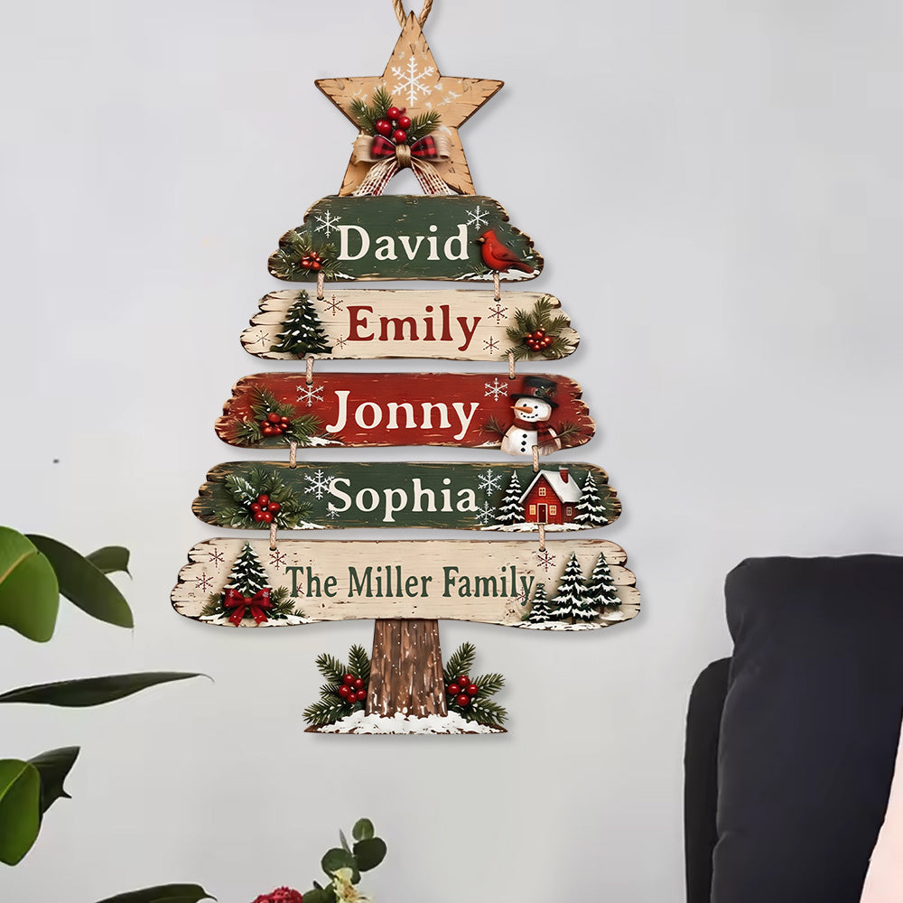 Christmas Tree Pallets Family Name Sign - Personalized Family Pallet Wood Sign