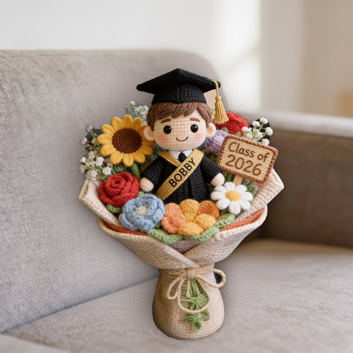 Herzlichen Glückwunsch zum Studienabschluss – Personalisiertes Premium-Kissen aus Kunstfell