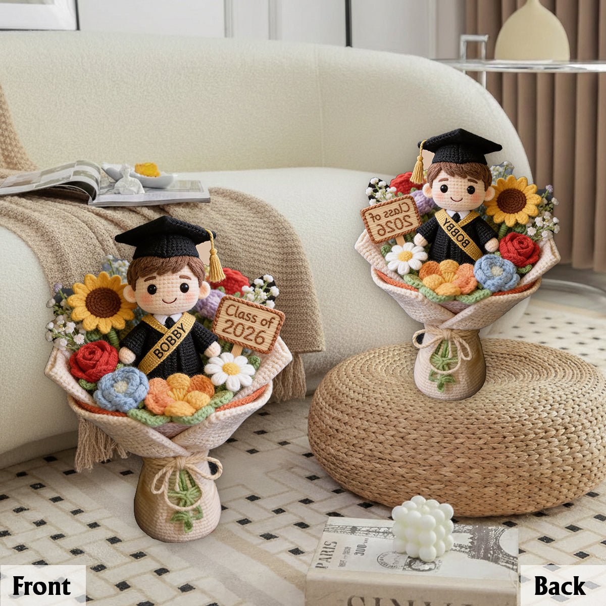 Herzlichen Glückwunsch zum Studienabschluss – Personalisiertes Premium-Kissen aus Kunstfell