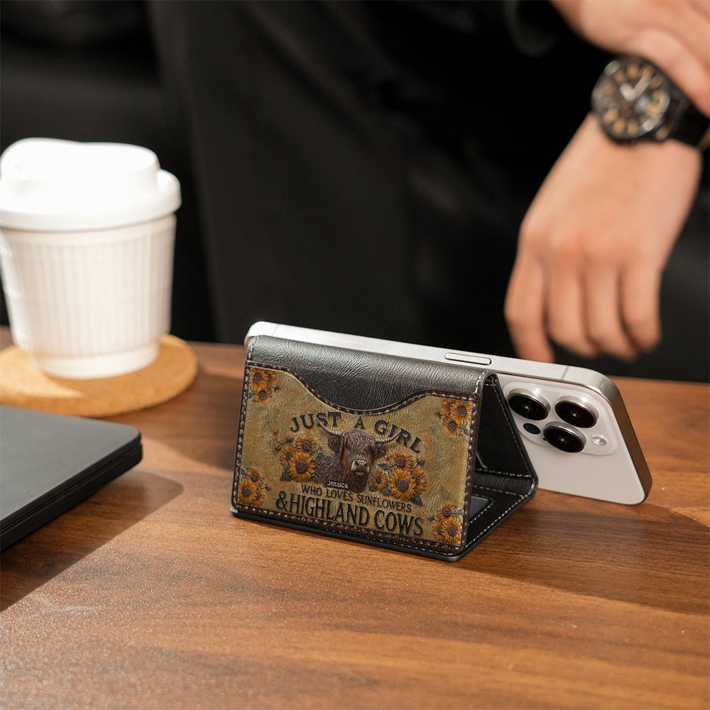 Einfach ein Mädchen, das Hochlandrinder liebt – Personalisierte Magsafe-Geldbörse mit Hochlandrind-Motiv