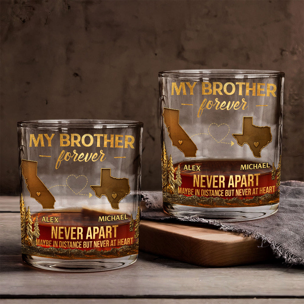 Mein Bruder/Meine Schwester/Mein Sohn... Für immer, niemals getrennt. Vielleicht räumlich getrennt, aber niemals im Herzen – personalisiertes Geschwister-Whiskyglas