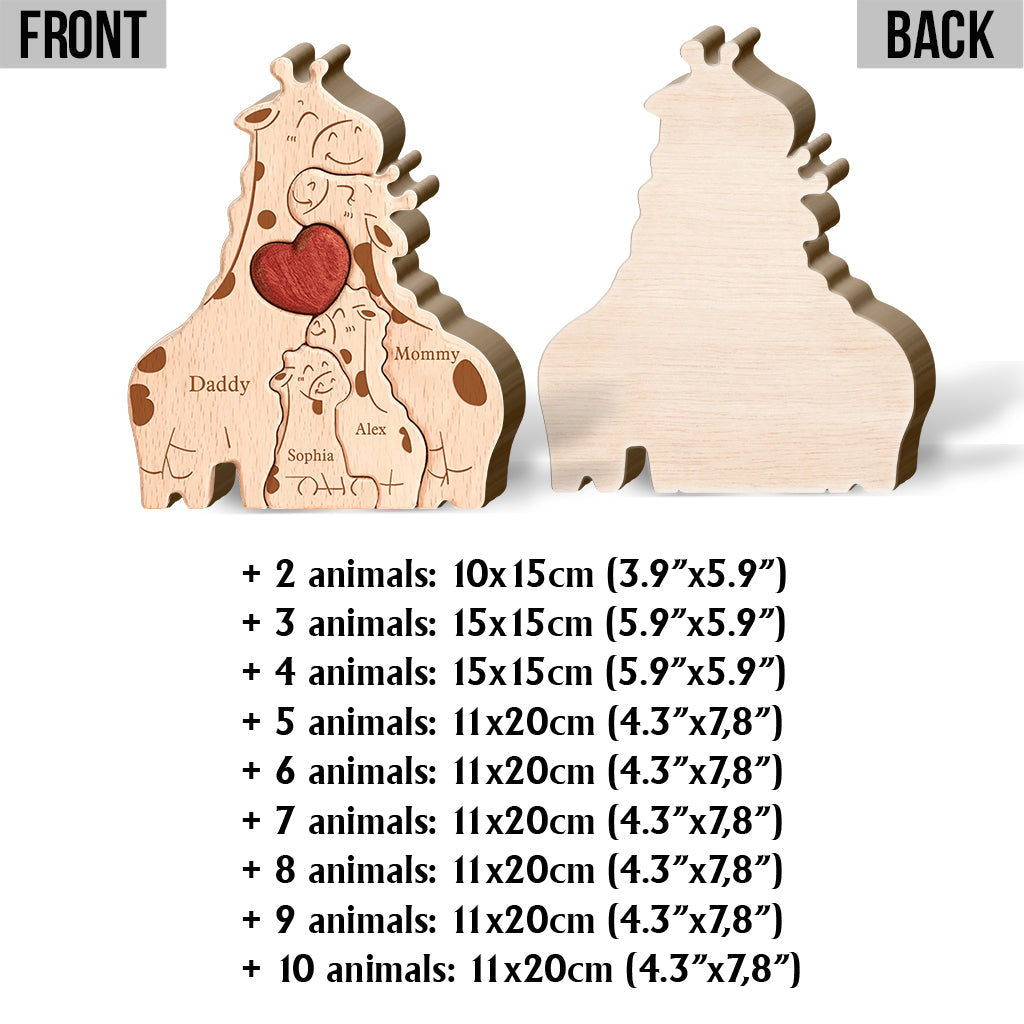 Famille heureuse - Puzzle en bois personnalisé en forme de famille