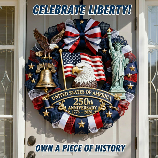 250. Jahrestag der USA – Personalisiertes, patriotisches Holzschild in Sonderform