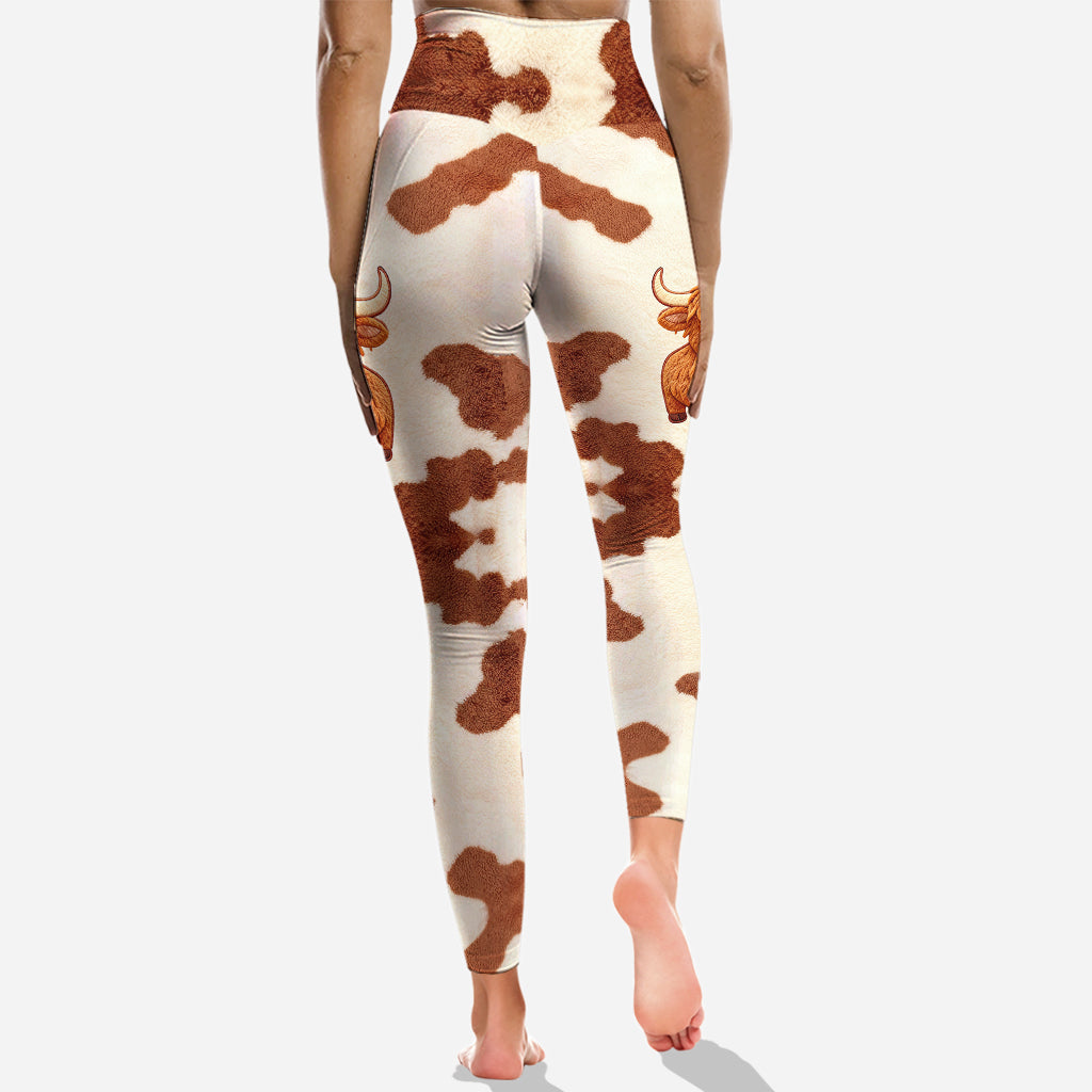 Vache des Highlands mignonne - Sweat à capuche et legging personnalisés avec motif vache des Highlands