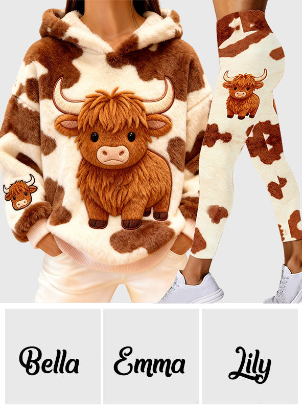 Vache des Highlands mignonne - Sweat à capuche et legging personnalisés avec motif vache des Highlands