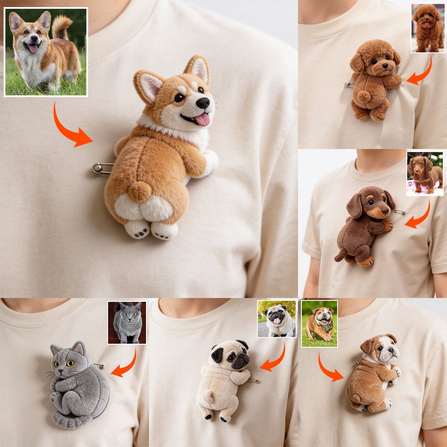Geschenk für Tierliebhaber - Personalisierte Hund Plüschbrosche