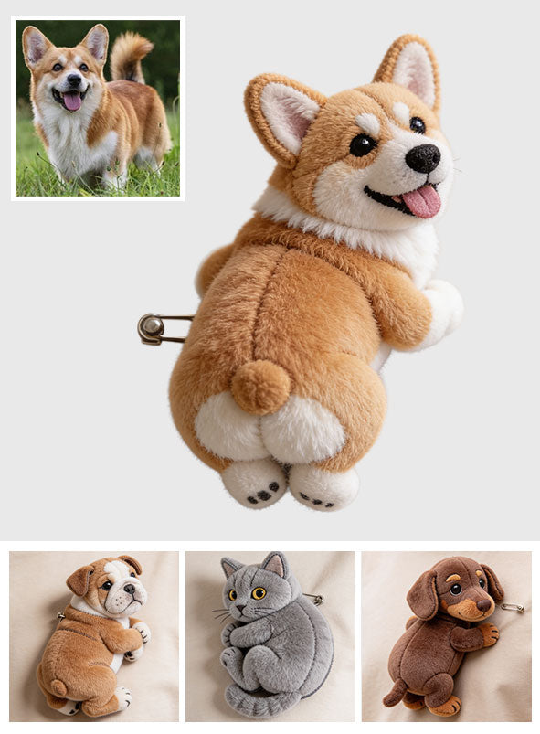 Geschenk für Tierliebhaber - Personalisierte Hund Plüschbrosche