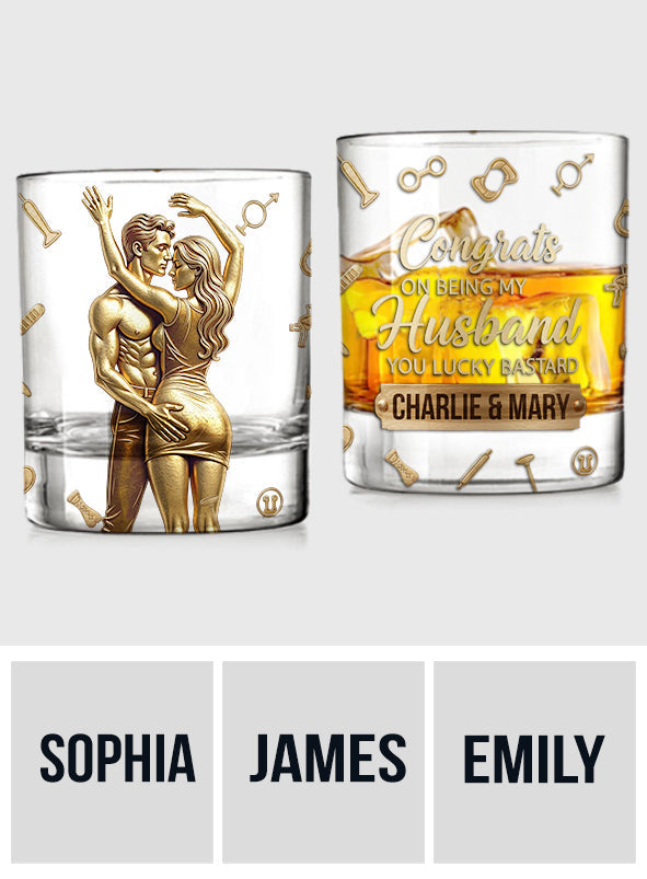 Congrats On Being My Husband - Personalized Couple Whiskey Glass