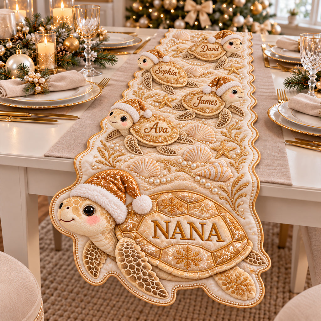 Grandma Turtle - Personalized Turtle Custom Shape Table Runner