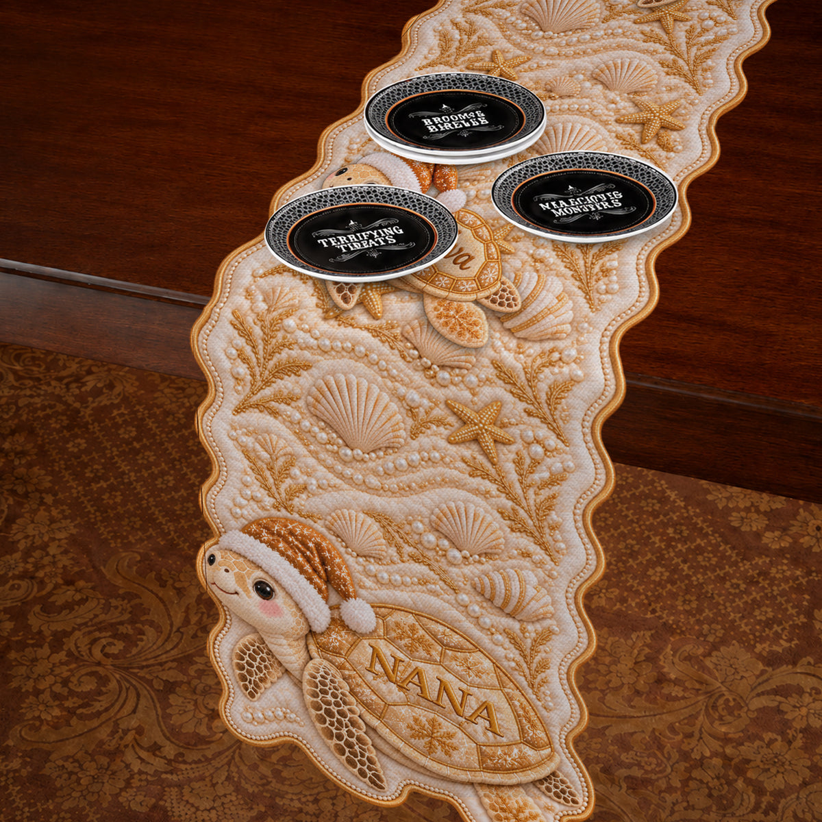Grandma Turtle - Personalized Turtle Custom Shape Table Runner