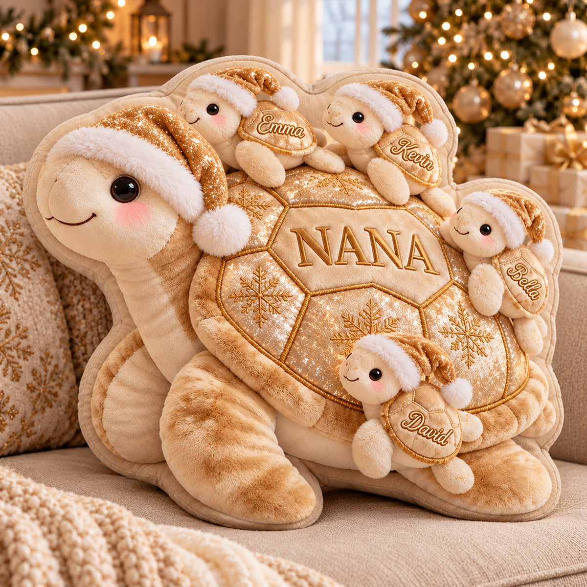 Grandma Turtle - Personalized Turtle Premium Faux Fur Pillow