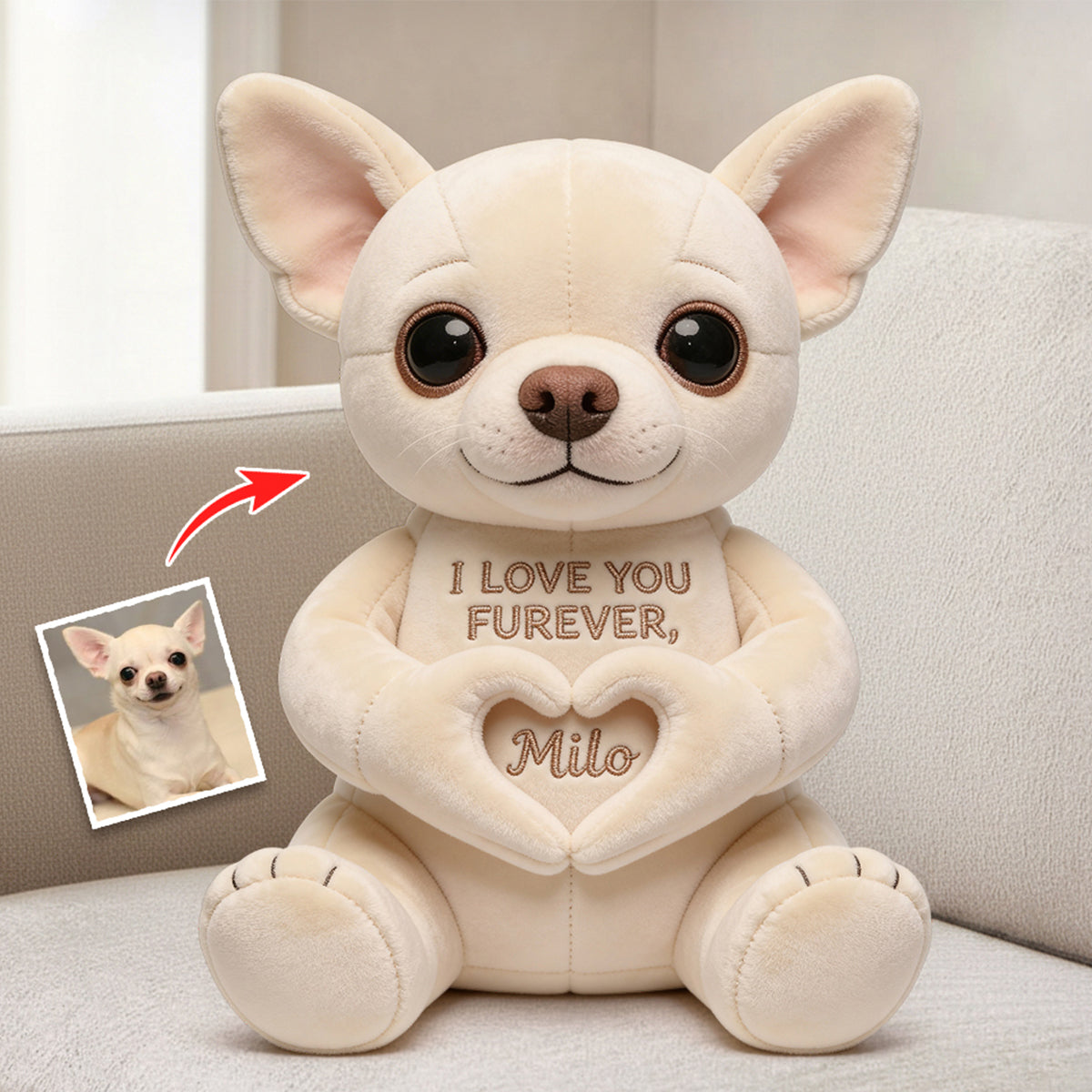Für immer Liebe – Personalisiertes Hundekissen aus hochwertigem Kunstfell