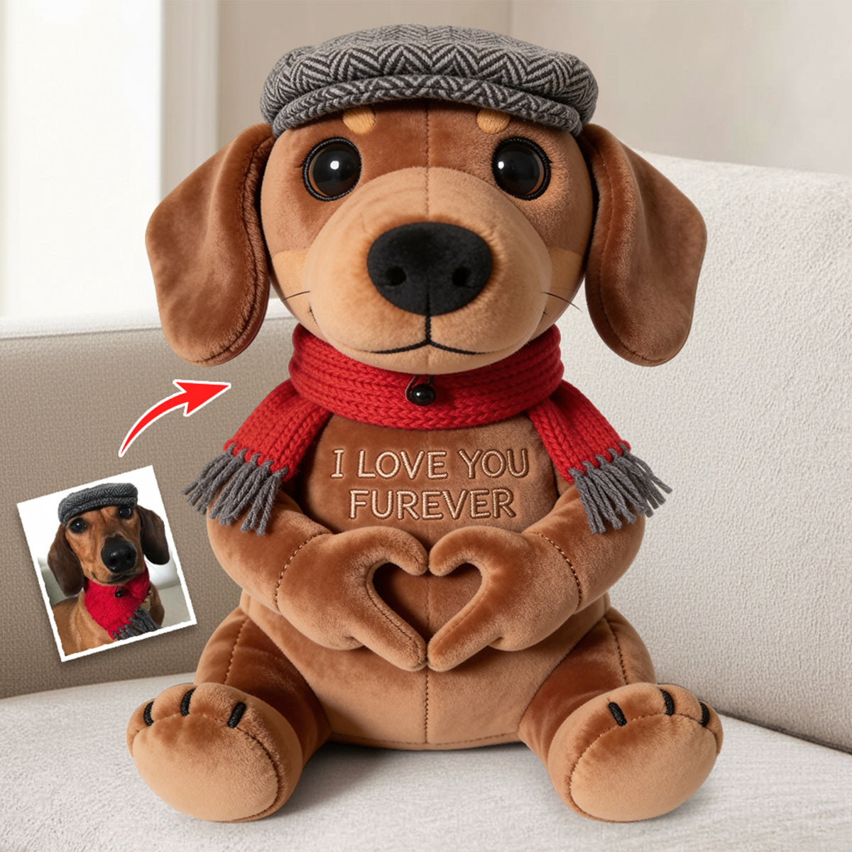 Für immer Liebe – Personalisiertes Hundekissen aus hochwertigem Kunstfell