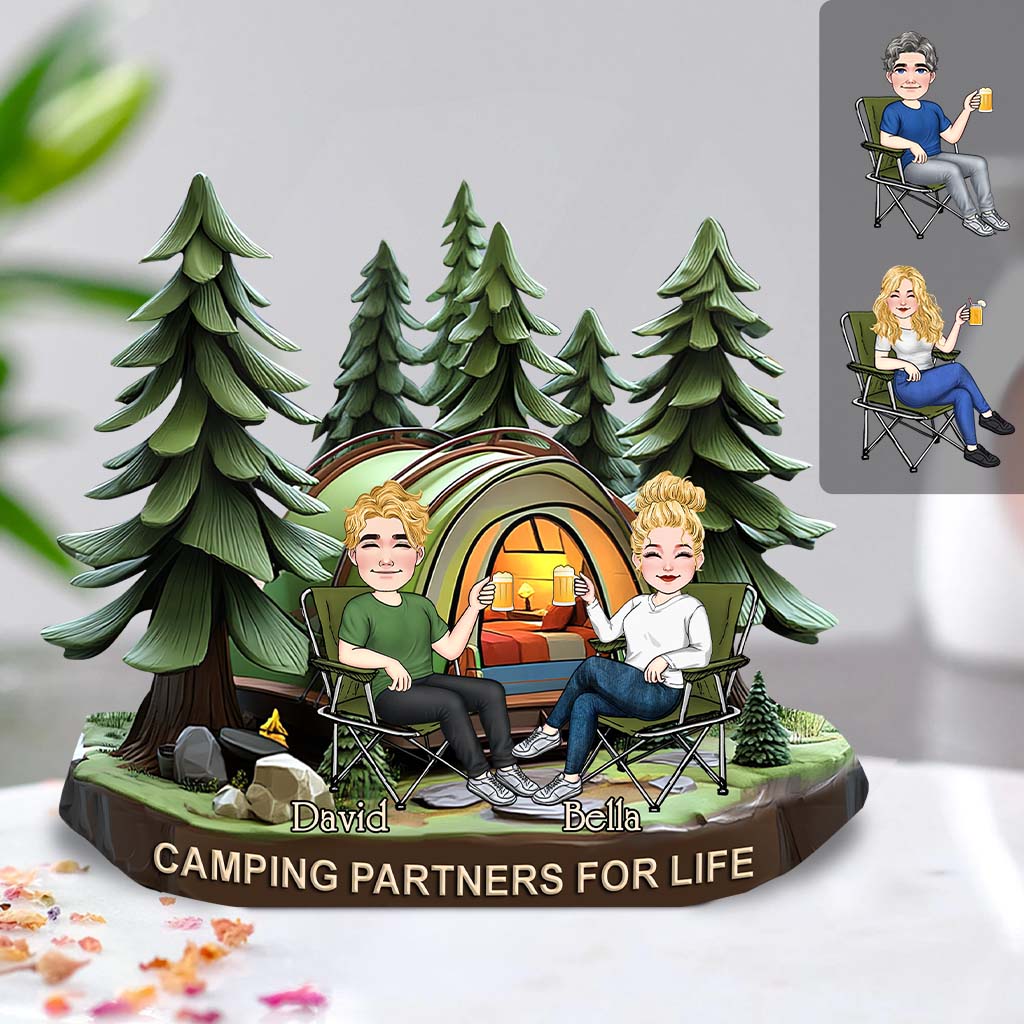 Partenaires de camping pour la vie - Plaque acrylique personnalisée pour le camping