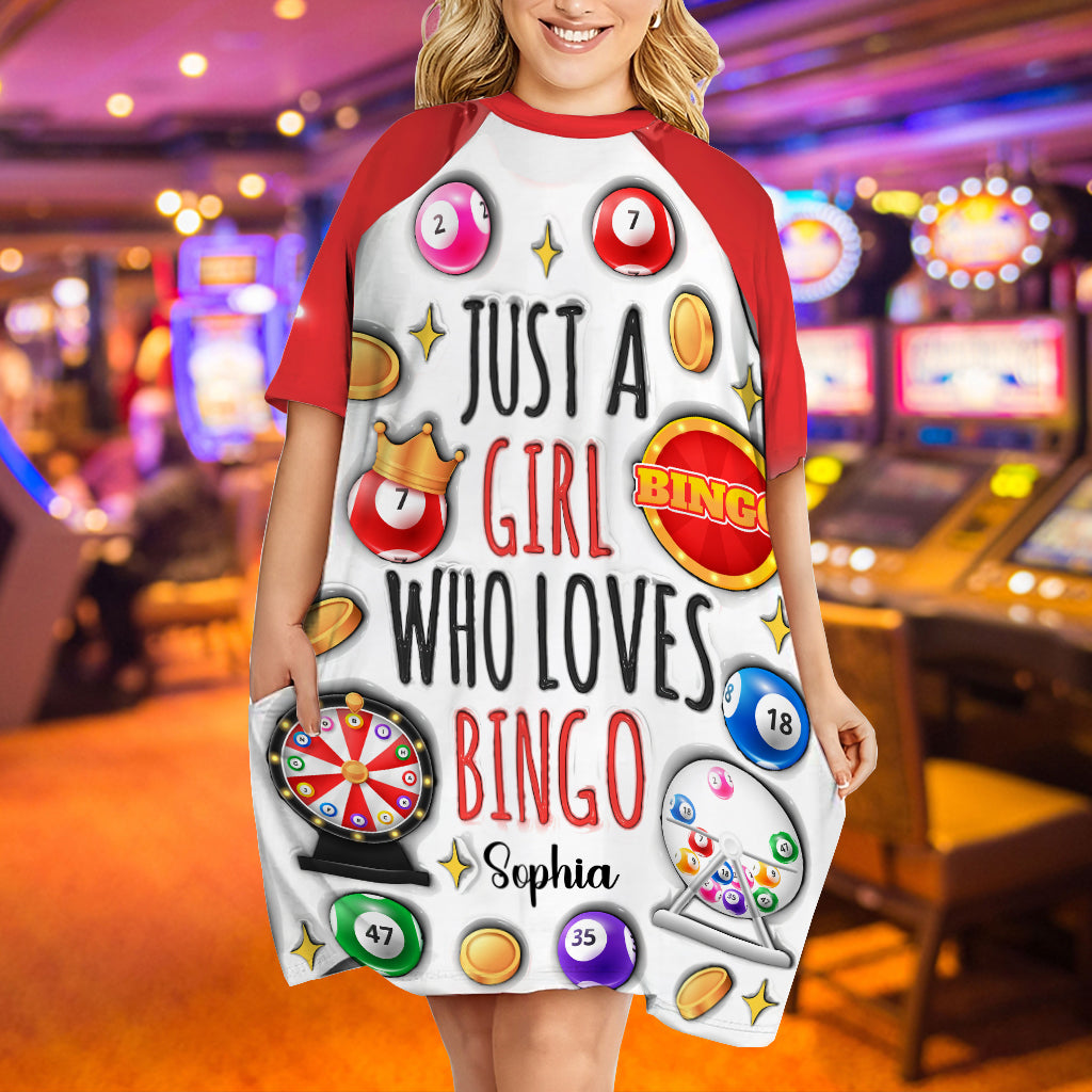 Juste une fille qui adore le bingo - Robe-t-shirt de nuit personnalisée pour joueuse de bingo
