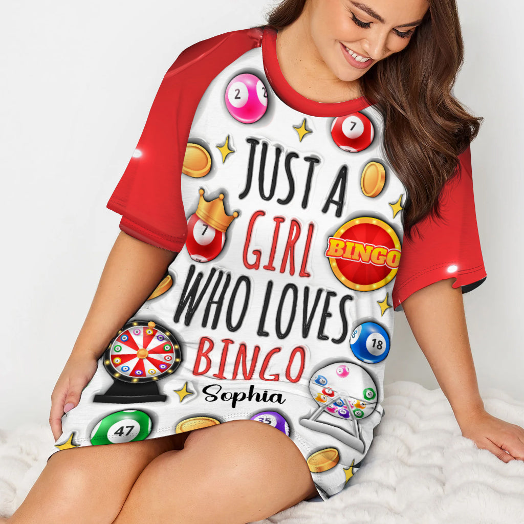 Juste une fille qui adore le bingo - Robe-t-shirt de nuit personnalisée pour joueuse de bingo