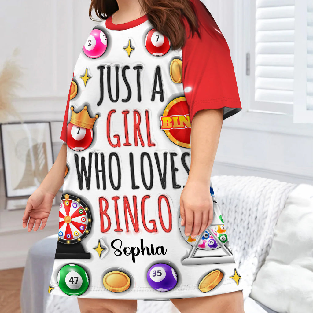 Juste une fille qui adore le bingo - Robe-t-shirt de nuit personnalisée pour joueuse de bingo