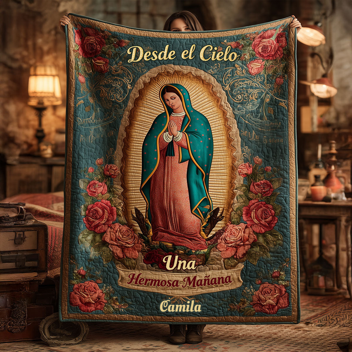 Couverture chrétienne personnalisée Notre-Dame de Guadalupe