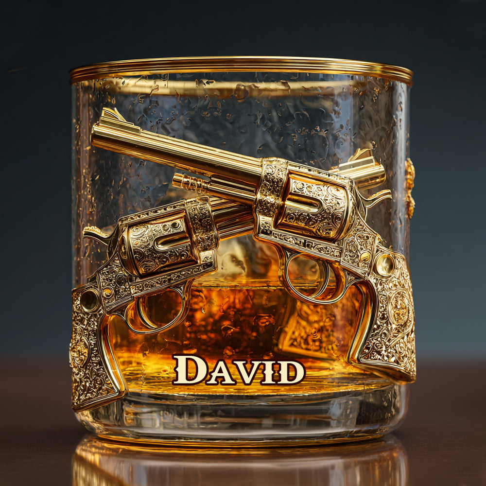 Ich mag Whiskey, Waffen und vielleicht drei Leute – personalisiertes Whiskyglas