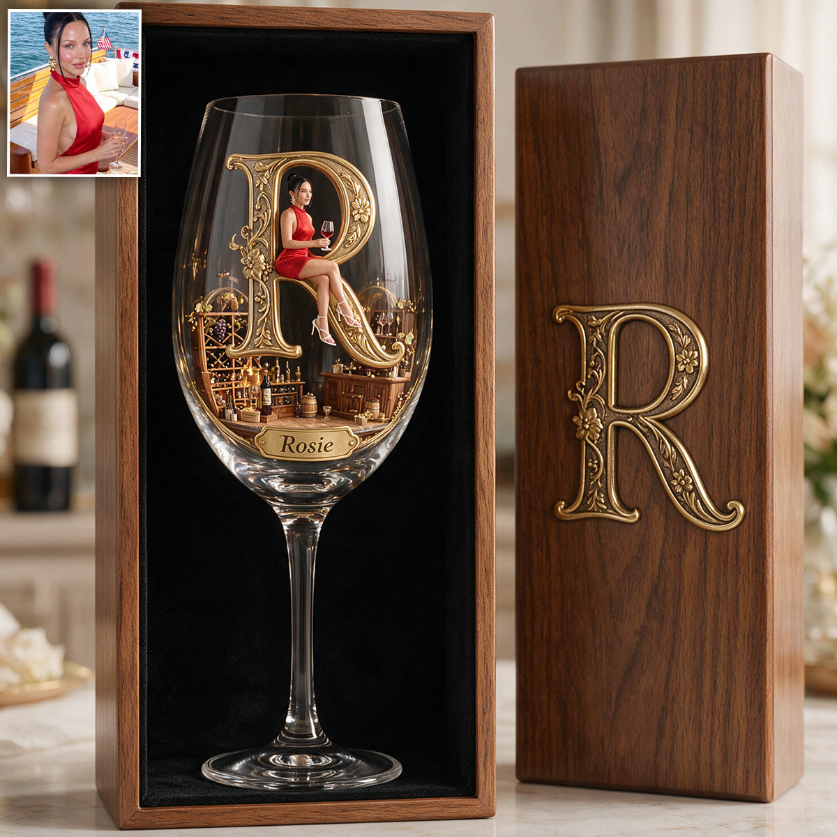 Personalisierte Weingläser für Weinliebhaber - Set mit Holzbox