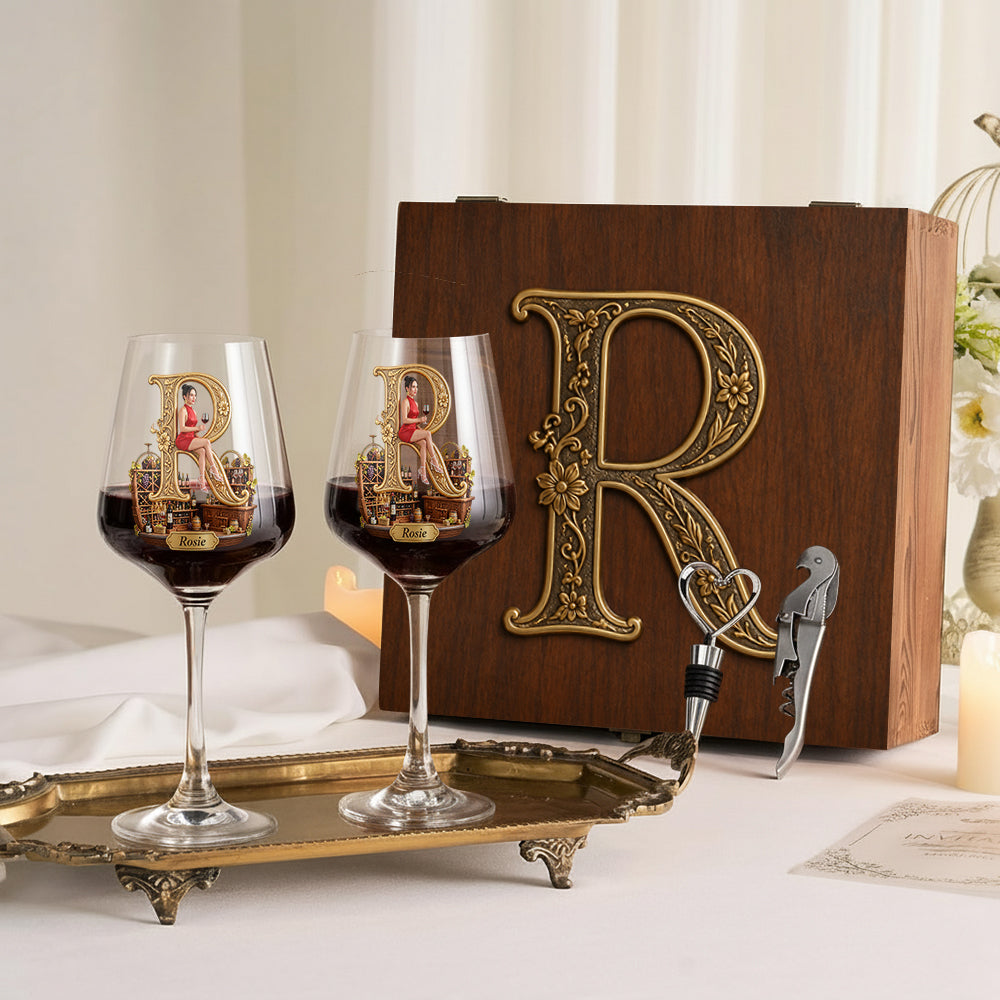 Personalisierte Weingläser für Weinliebhaber - Set mit Holzbox