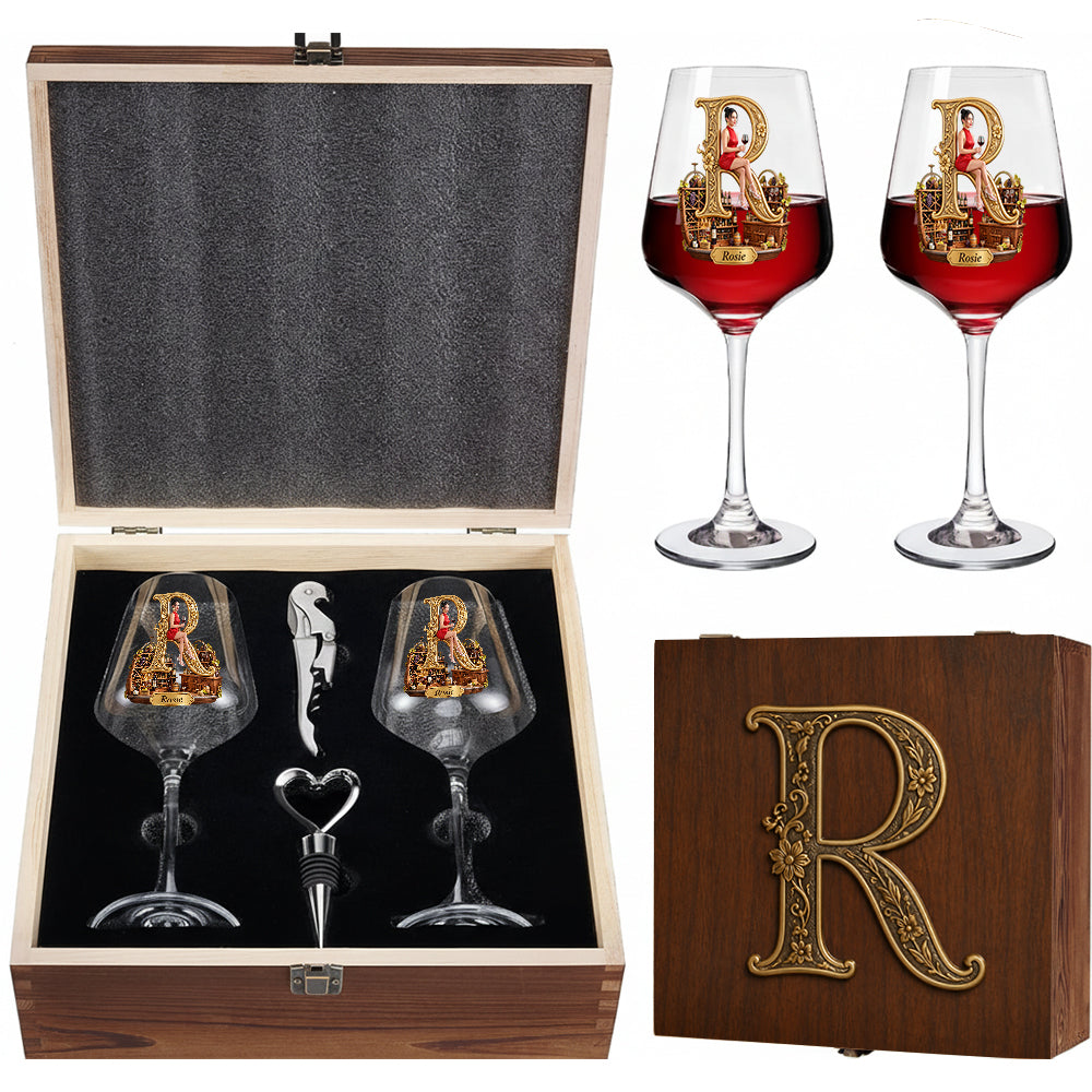 Personalisierte Weingläser für Weinliebhaber - Set mit Holzbox