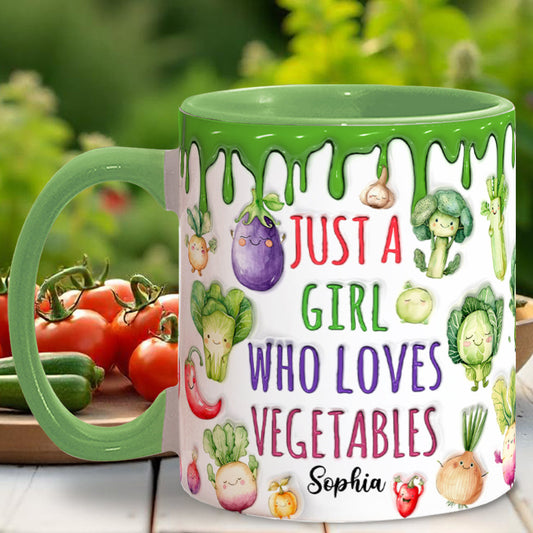 Vegan Girl Who Loves Vegetables - Personalized Veganism Accent Mug
