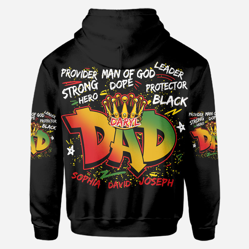 Papa héros et fort - T-shirt personnalisé afro-américain intégral