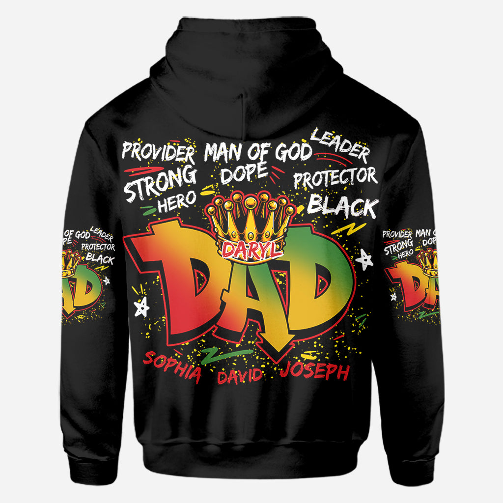 Papa héros et fort - T-shirt personnalisé afro-américain intégral