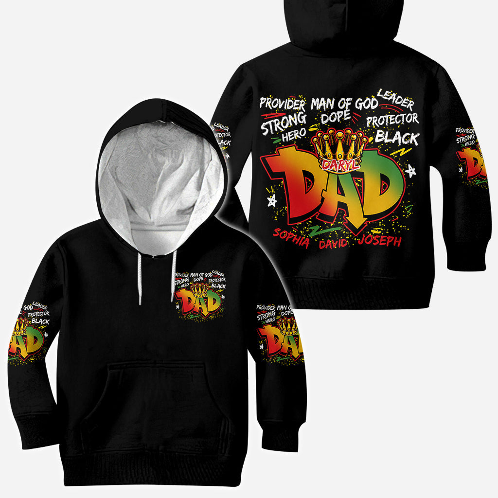 Papa héros et fort - T-shirt personnalisé afro-américain intégral
