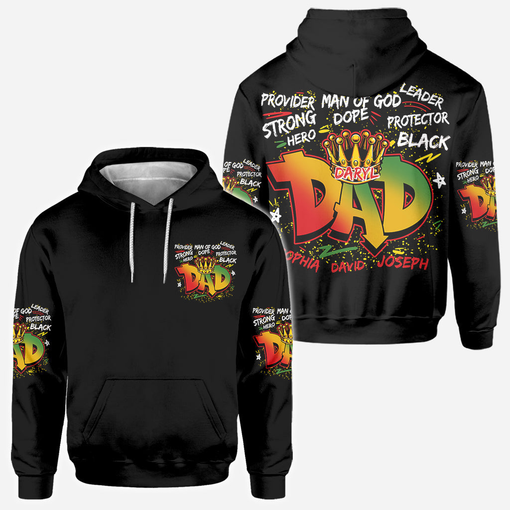 Papa héros et fort - T-shirt personnalisé afro-américain intégral