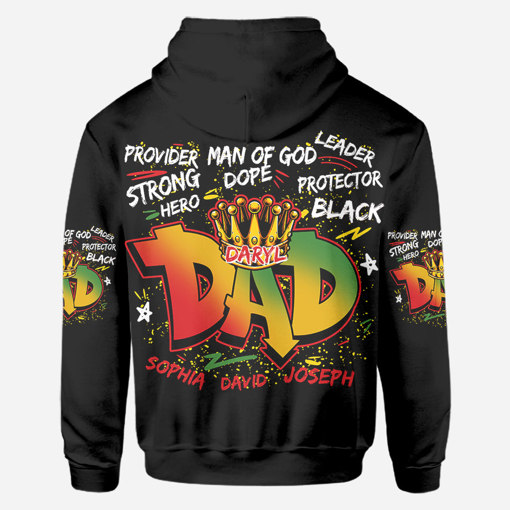 Papa héros et fort - T-shirt personnalisé afro-américain intégral