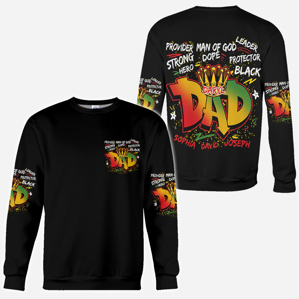 Papa héros et fort - T-shirt personnalisé afro-américain intégral