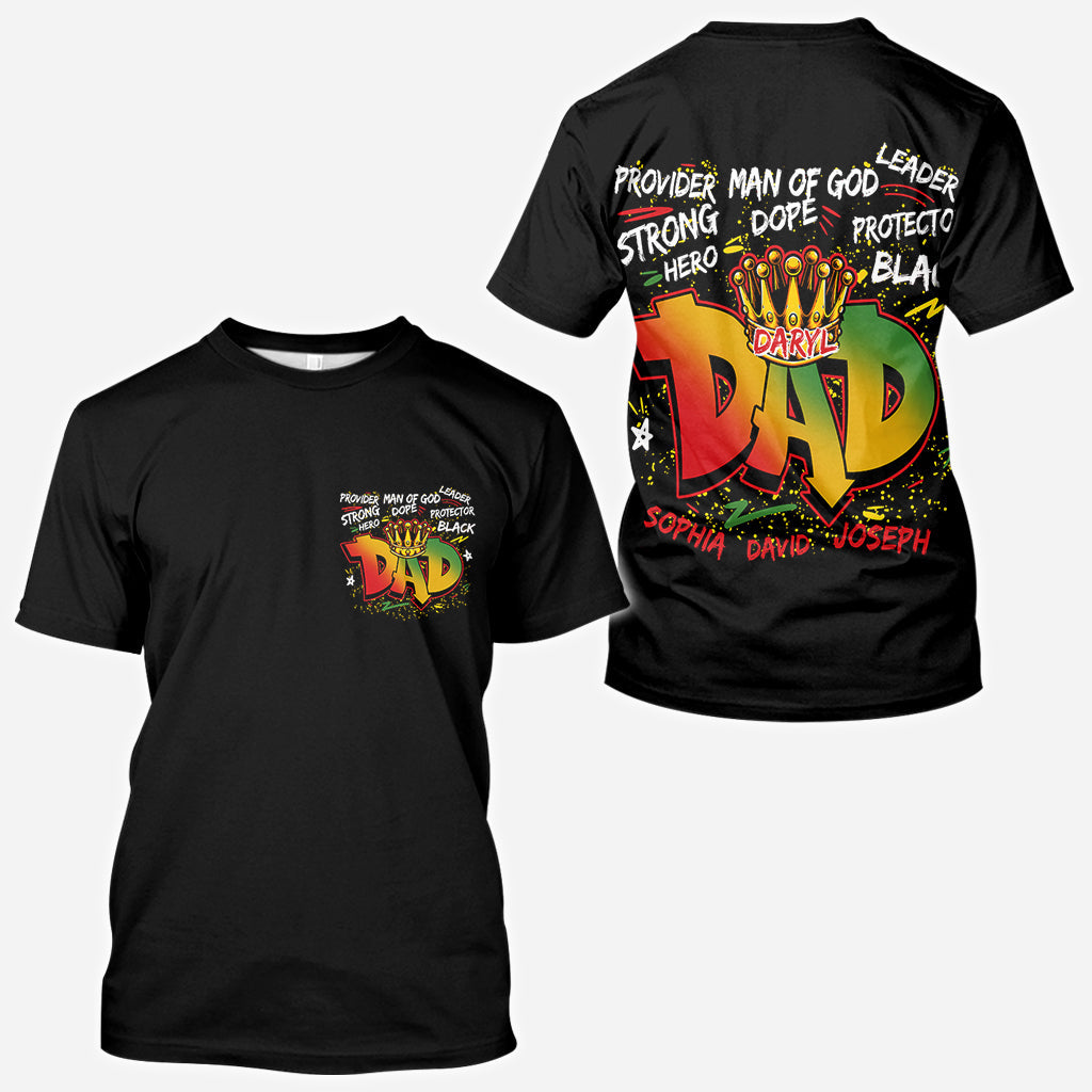 Papa héros et fort - T-shirt personnalisé afro-américain intégral