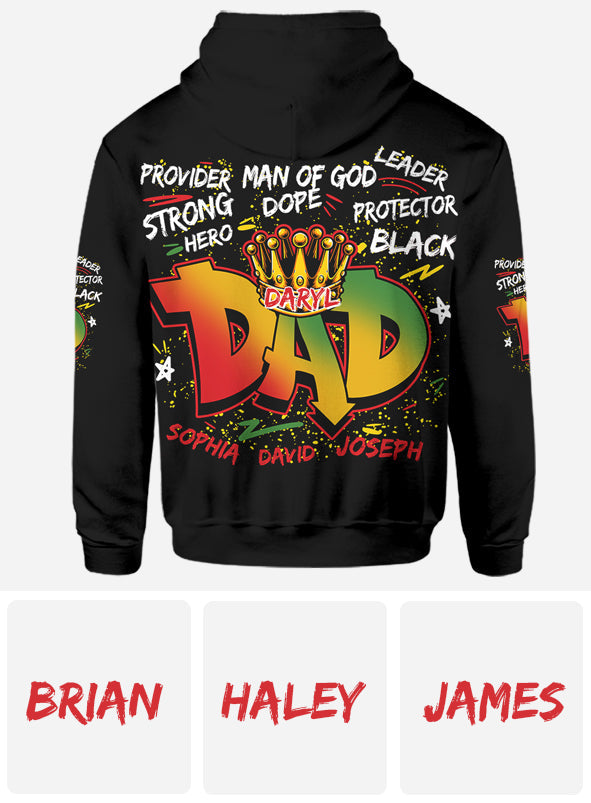 Papa héros et fort - T-shirt personnalisé afro-américain intégral