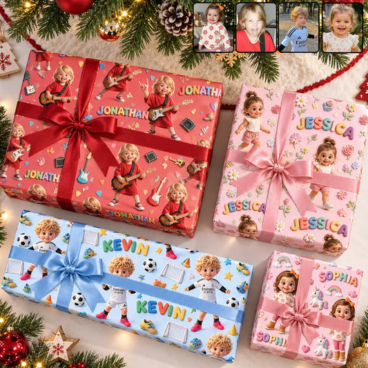 Custom Kid Gift Paper Wrap - Personalized Kid Wrapping Papers