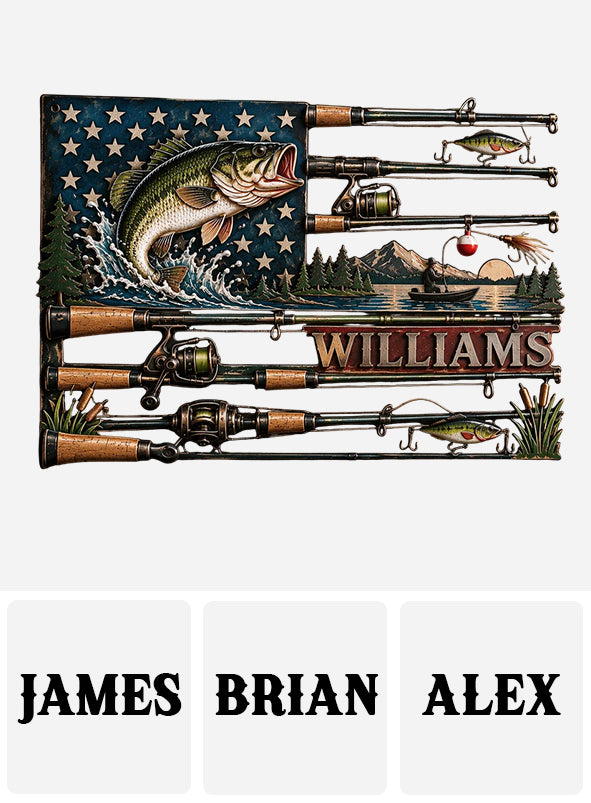 Panneau Métallique Personnalisé de Pêche - USA Fisher