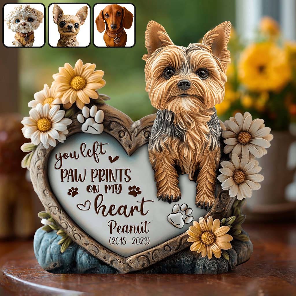 You Left Paw Prints On Our Hearts - Personalized Dog Custom Shaped Acrylic Plaque