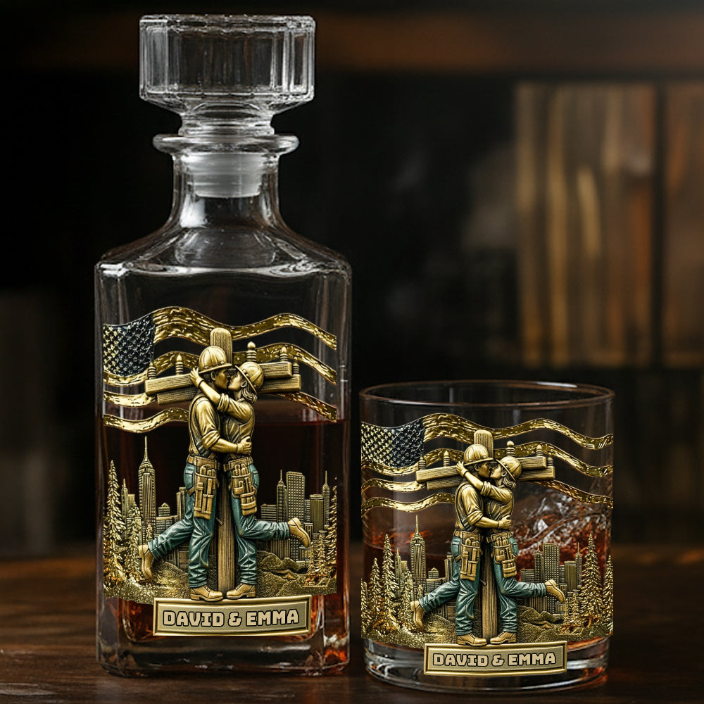Verre à whisky personnalisé « Lineman & Linewoman Legacy Glass » - Verre à whisky commémoratif pour électriciens et électriciennes